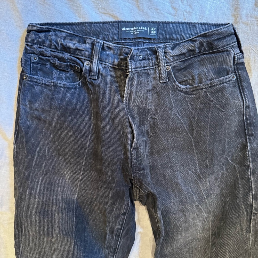 Abercrombie & Fitch Men's Black/Grey 90s Slim Jeans, 30 x 30
